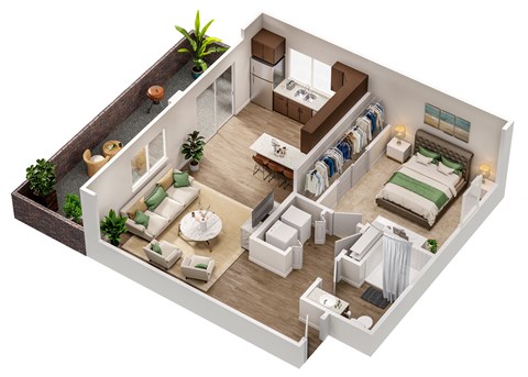 1 Bedroom Floor Plan at Avilla Preserve Apartments in